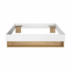 Lit avec tiroir de rangement en option Paris - Blanc/Bois - 160 x 200 cm