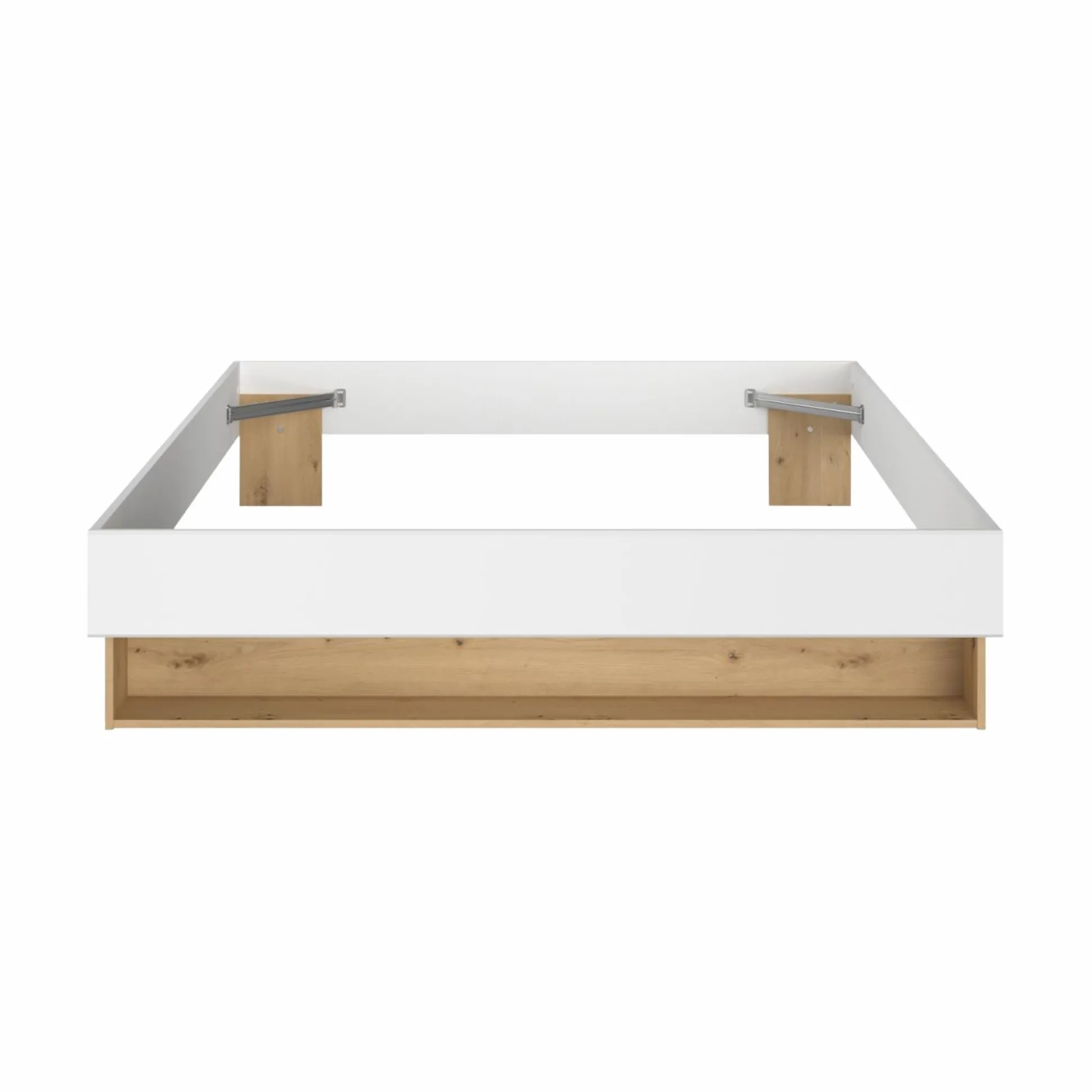 Lit avec tiroir de rangement en option Paris - Blanc/Bois - 160 x 200 cm