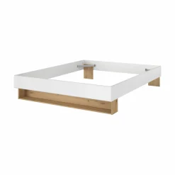 Lit avec tiroir de rangement en option Paris - Blanc/Bois - 160 x 200 cm