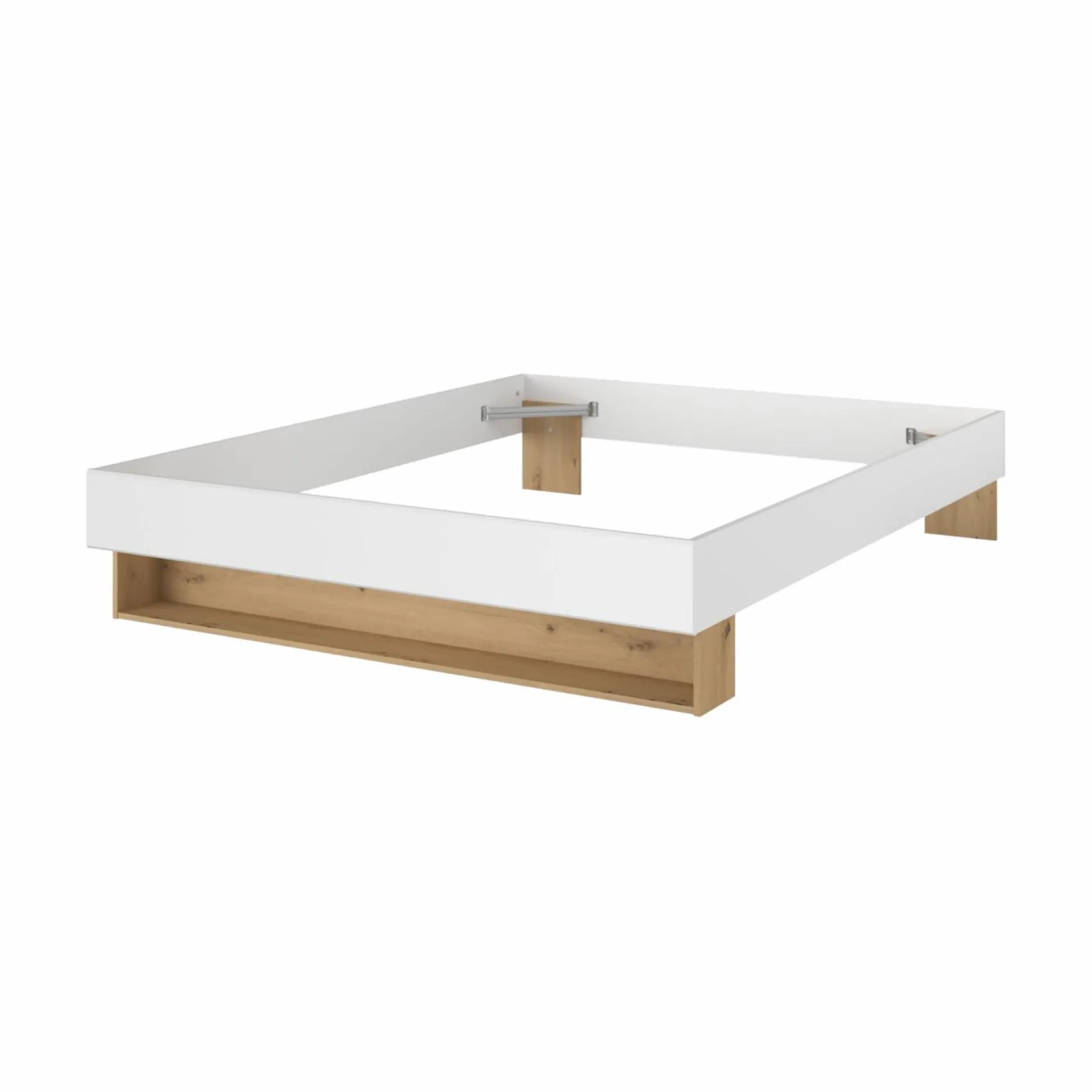 Lit avec tiroir de rangement en option Paris - Blanc/Bois - 160 x 200 cm