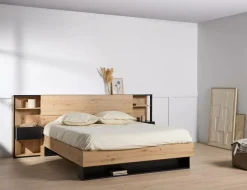 Lit avec tiroir de rangement en option Paris - Bois/Noir - 160 x 200 cm