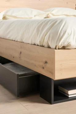 Lit avec tiroir de rangement en option Paris - Bois/Noir - 160 x 200 cm