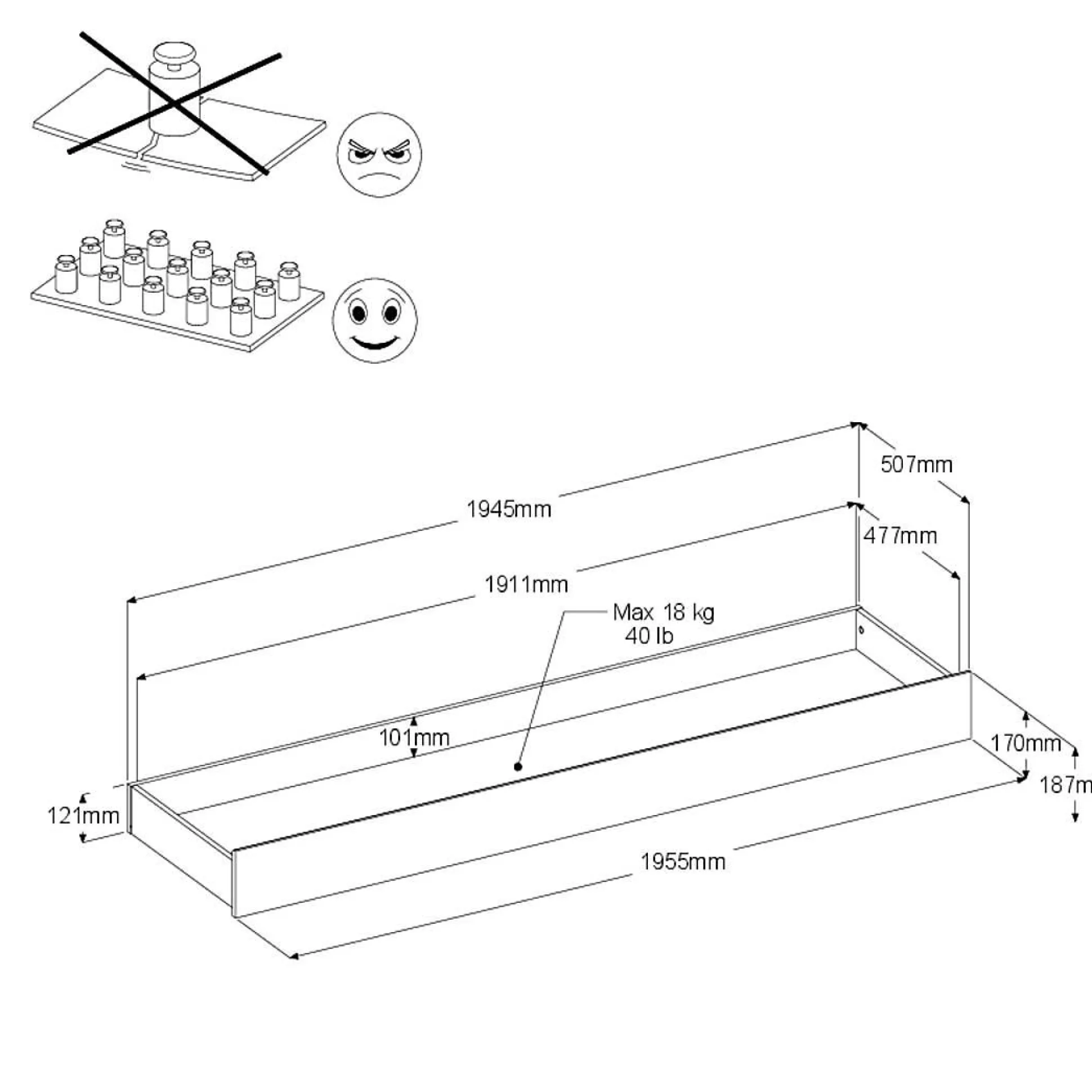 Lit avec tiroir de rangement en option décor bois Palerme - 140 x 190/200 cm