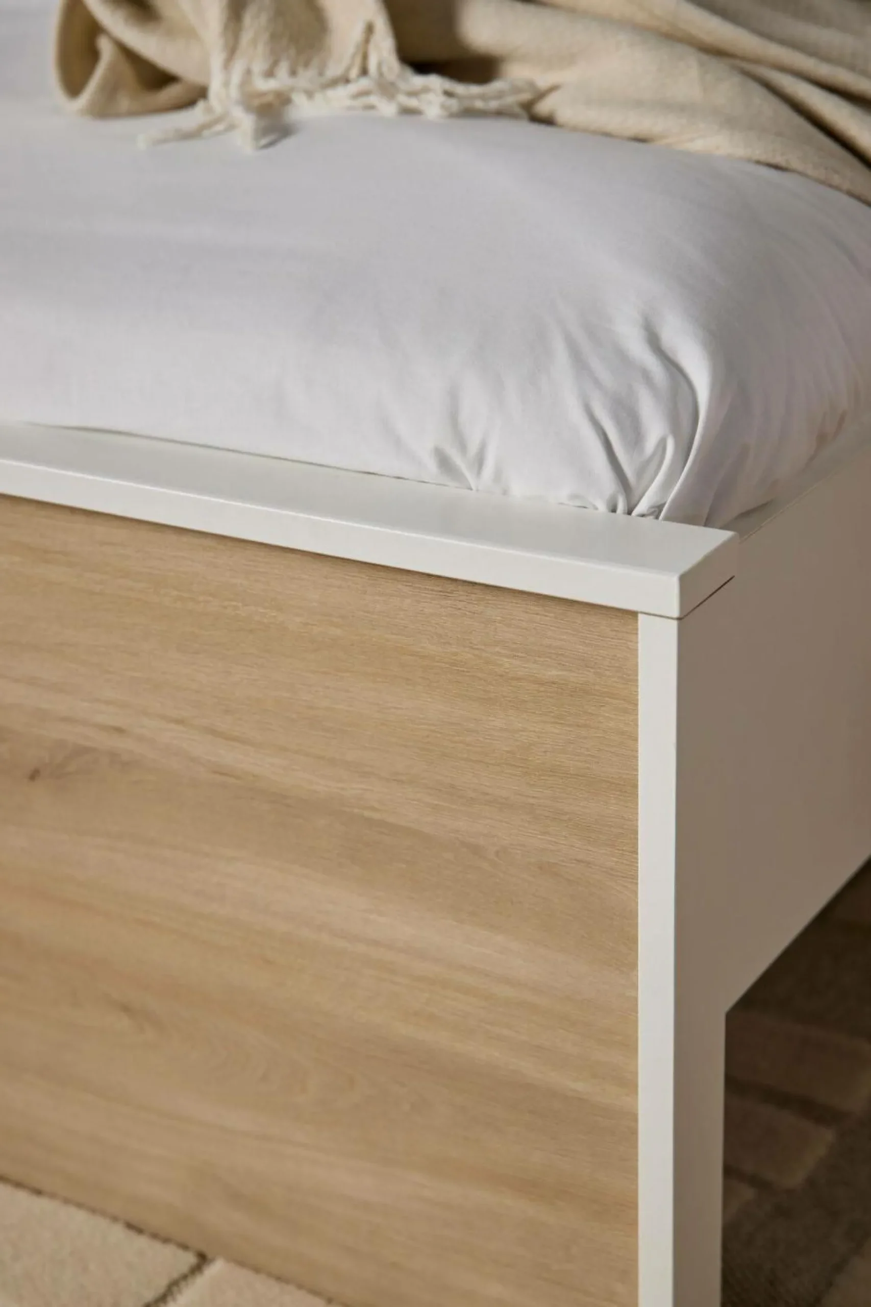 Lit avec tiroir de rangement en option décor bois Palerme - 140 x 190/200 cm