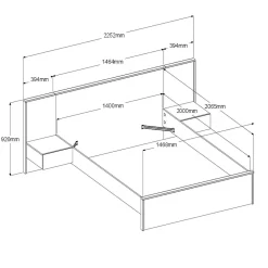 Lit avec tiroir de rangement en option décor bois Palerme - 140 x 190/200 cm