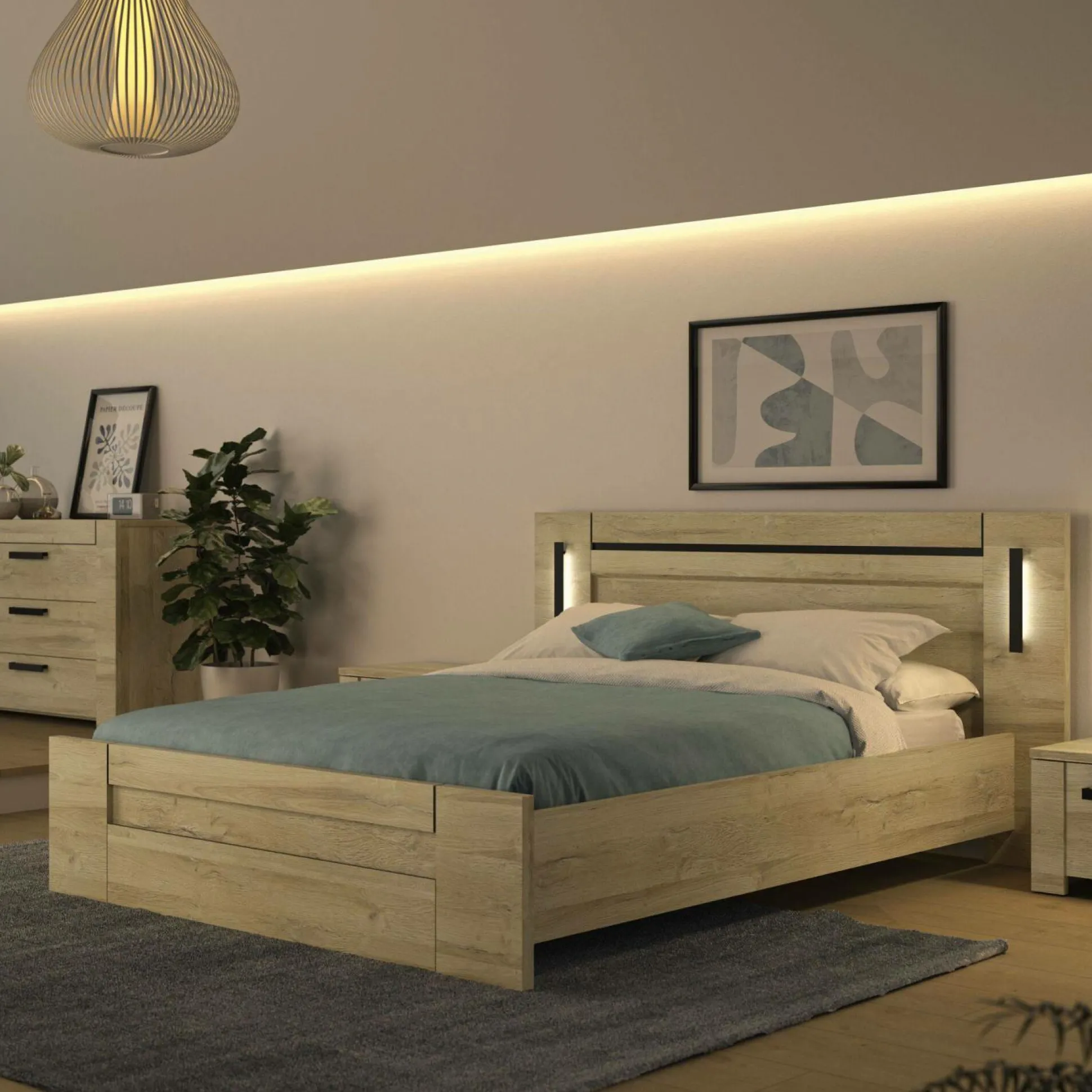 Lit avec tiroir de rangement en option Emilie - 160 x 200 cm