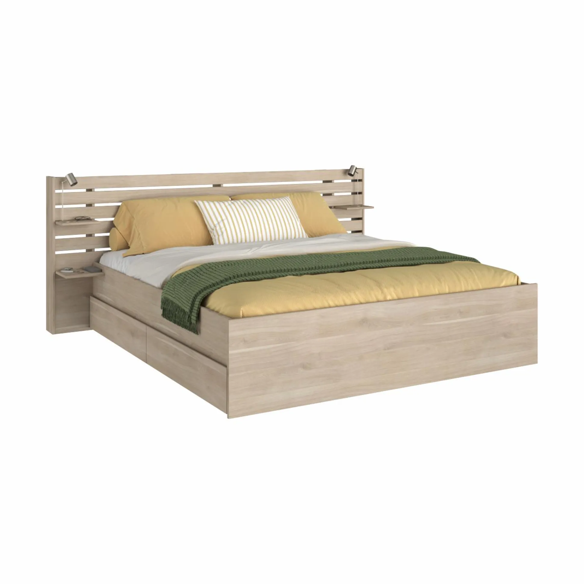 Lit avec tiroirs de rangement en option Palmyre - 180 x 200 cm