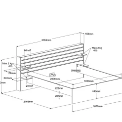 Lit avec tiroirs de rangement en option Palmyre - 180 x 200 cm