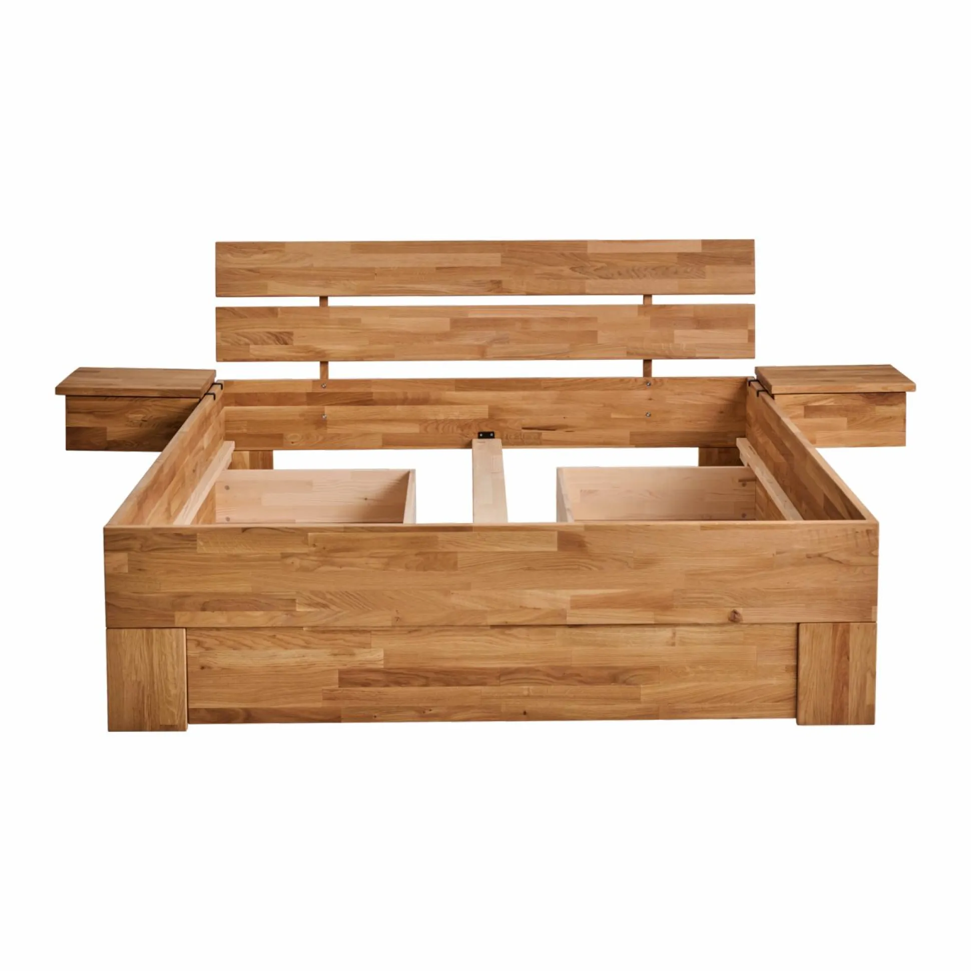 Lit avec tête de lit et rangement en option chêne massif Charly - 160 x 200 cm