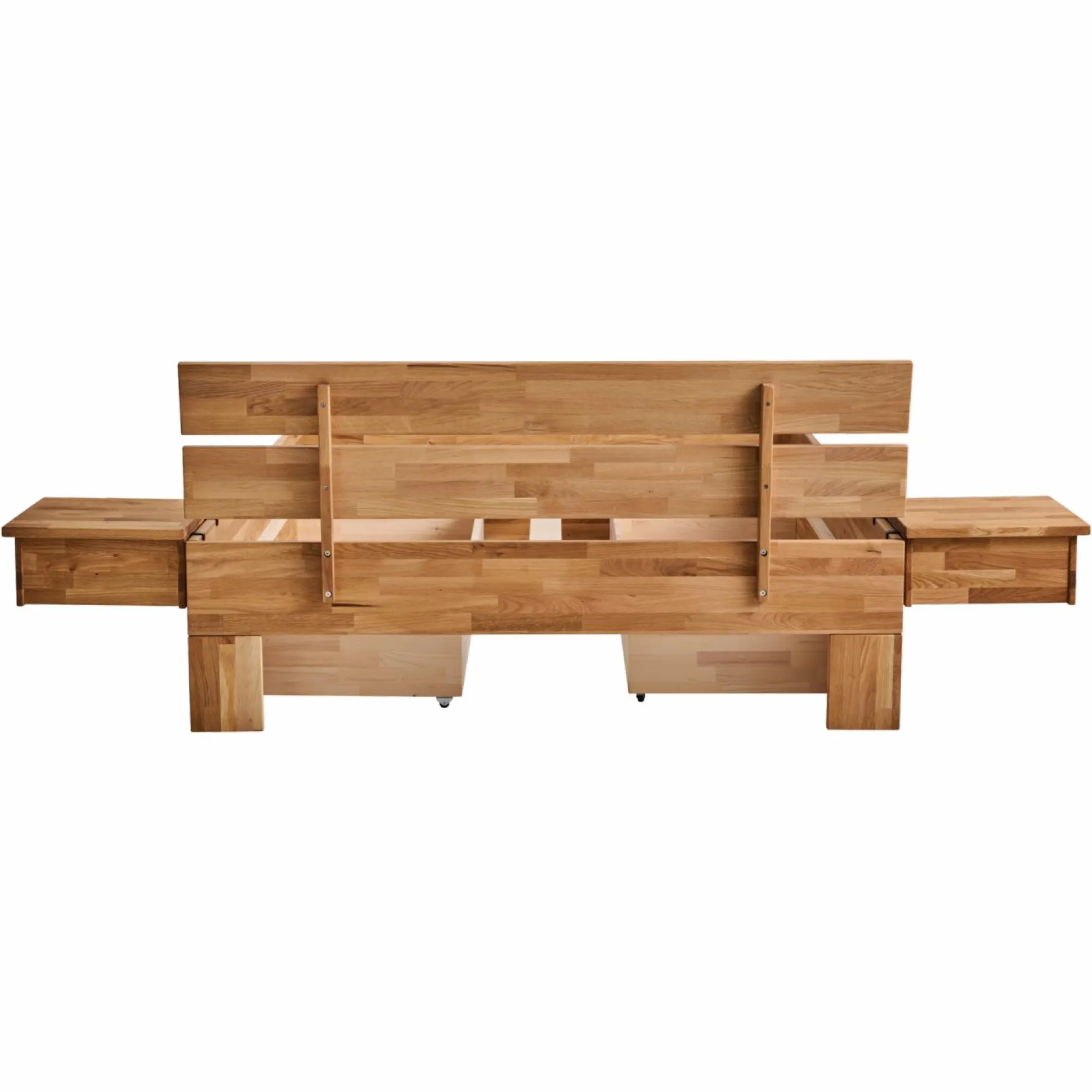 Lit avec tête de lit et rangement en option chêne massif Charly - 160 x 200 cm