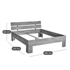 Lit avec tête de lit et rangement en option chêne massif Charly - 160 x 200 cm