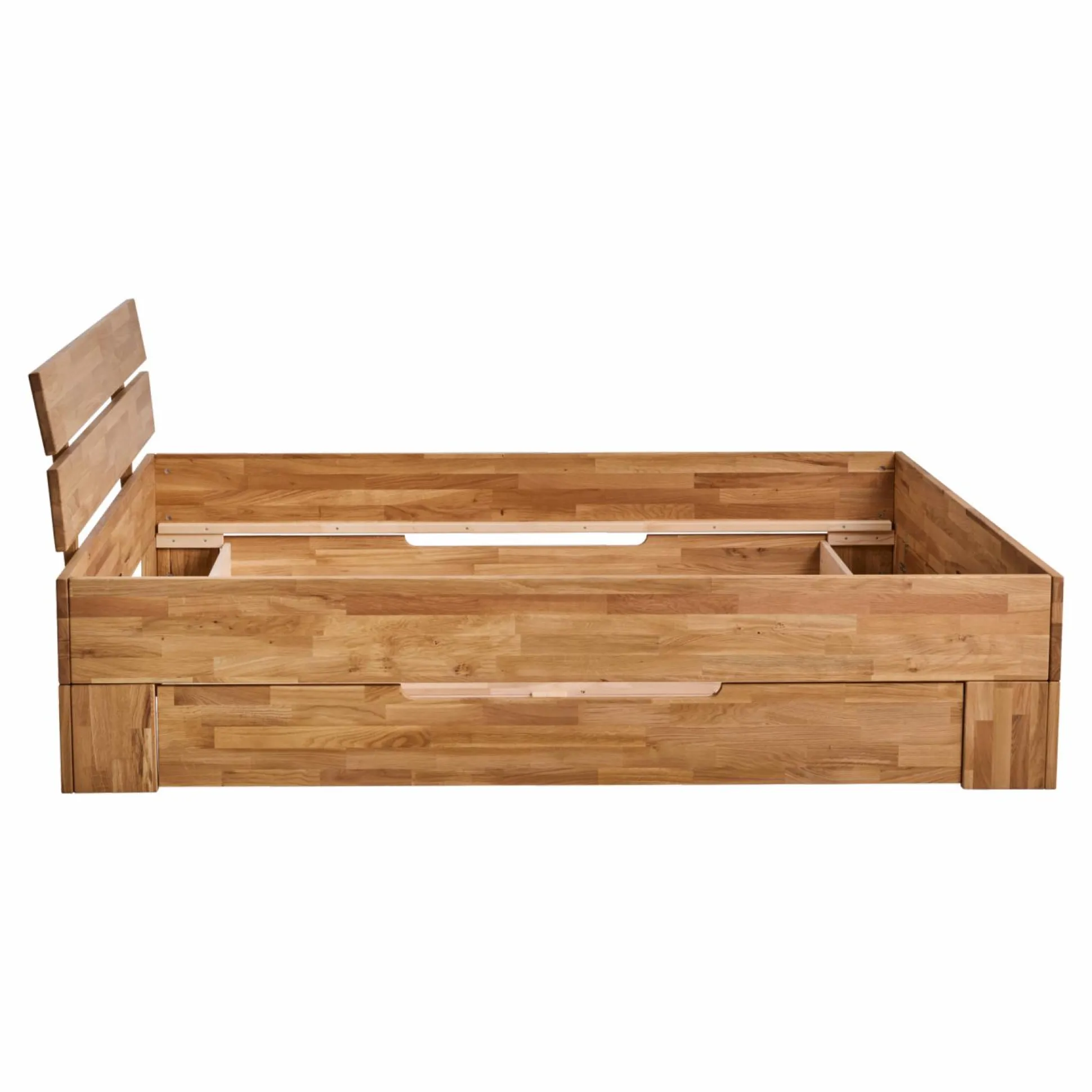 Lit avec tête de lit et rangement en option chêne massif Charly - 140 x 190 cm