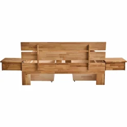 Lit avec tête de lit et rangement en option chêne massif Charly - 180 x 200 cm