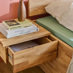 Lit avec tête de lit et rangement en option chêne massif Charly - 180 x 200 cm