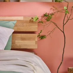 Lit avec tête de lit et rangement en option chêne massif Charly - 180 x 200 cm