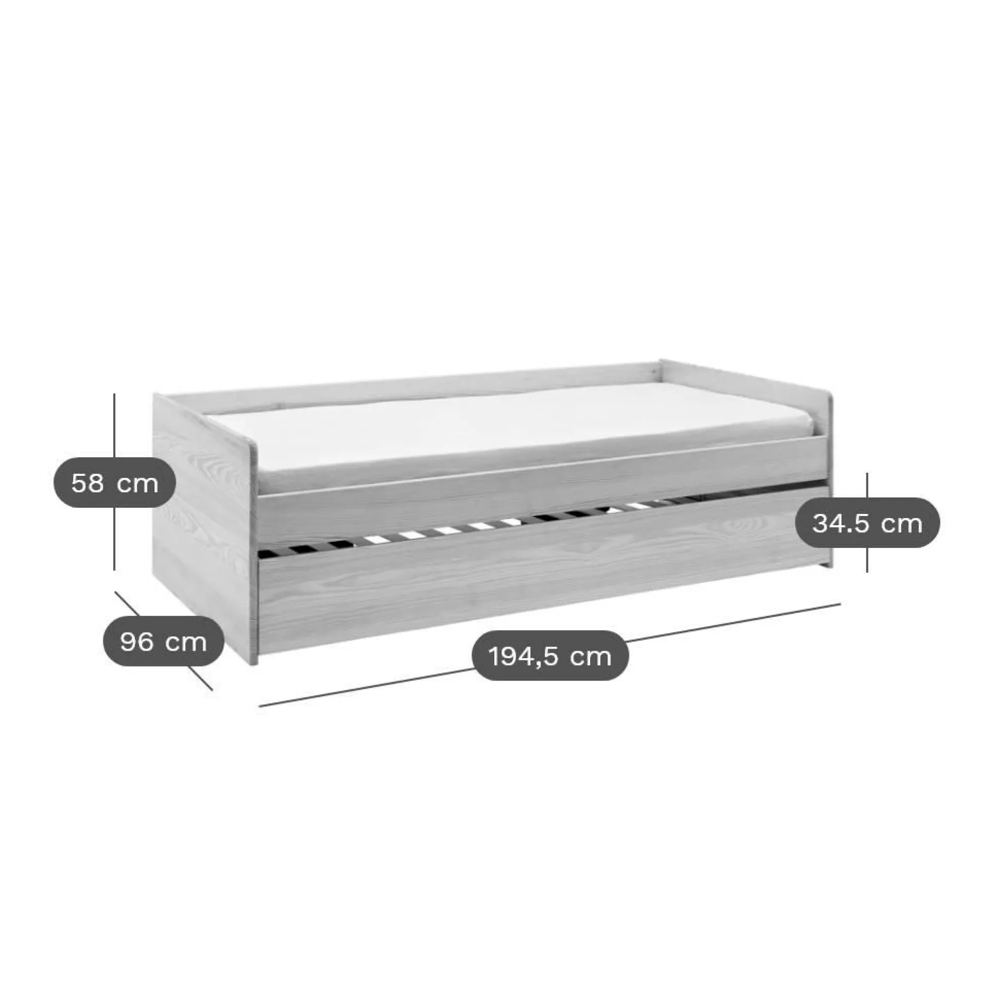 Lit banquette gigogne Sandro - Bois