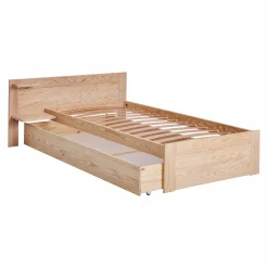 Lit bois massif avec tiroir de rangement en option Etienne - Brut