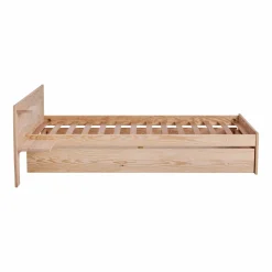 Lit bois massif avec tiroir de rangement en option Etienne - Brut