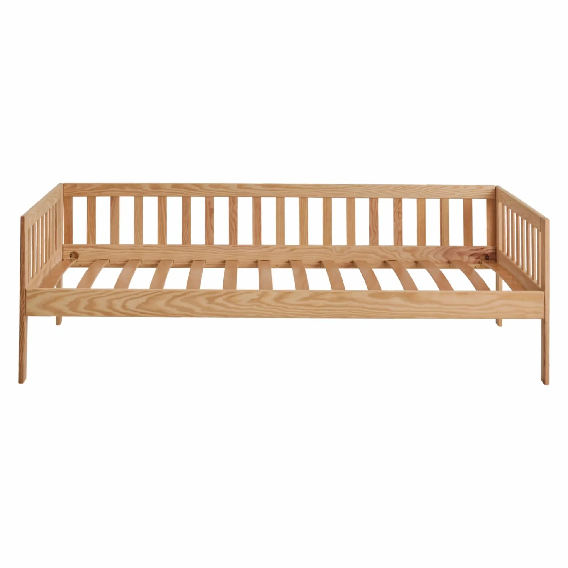 Lit bois massif avec tiroir de rangement en option Emile - Naturel