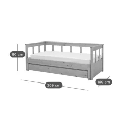 Lit extensible avec tiroir de rangement en option Tanguy - Miel