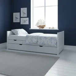 Lit gigogne avec tiroirs Tom - Blanc