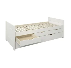 Lit gigogne avec tiroirs Tom - Blanc