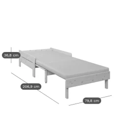 Lit mezzanine + fauteuil extensible Tim - Blanc