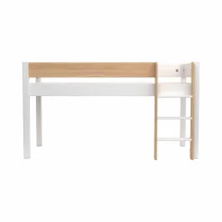 Lit mi-hauteur Sylvio - Blanc/Bois
