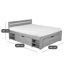 Lit rangement bois massif Tara - Blanc - 160 x 200 cm