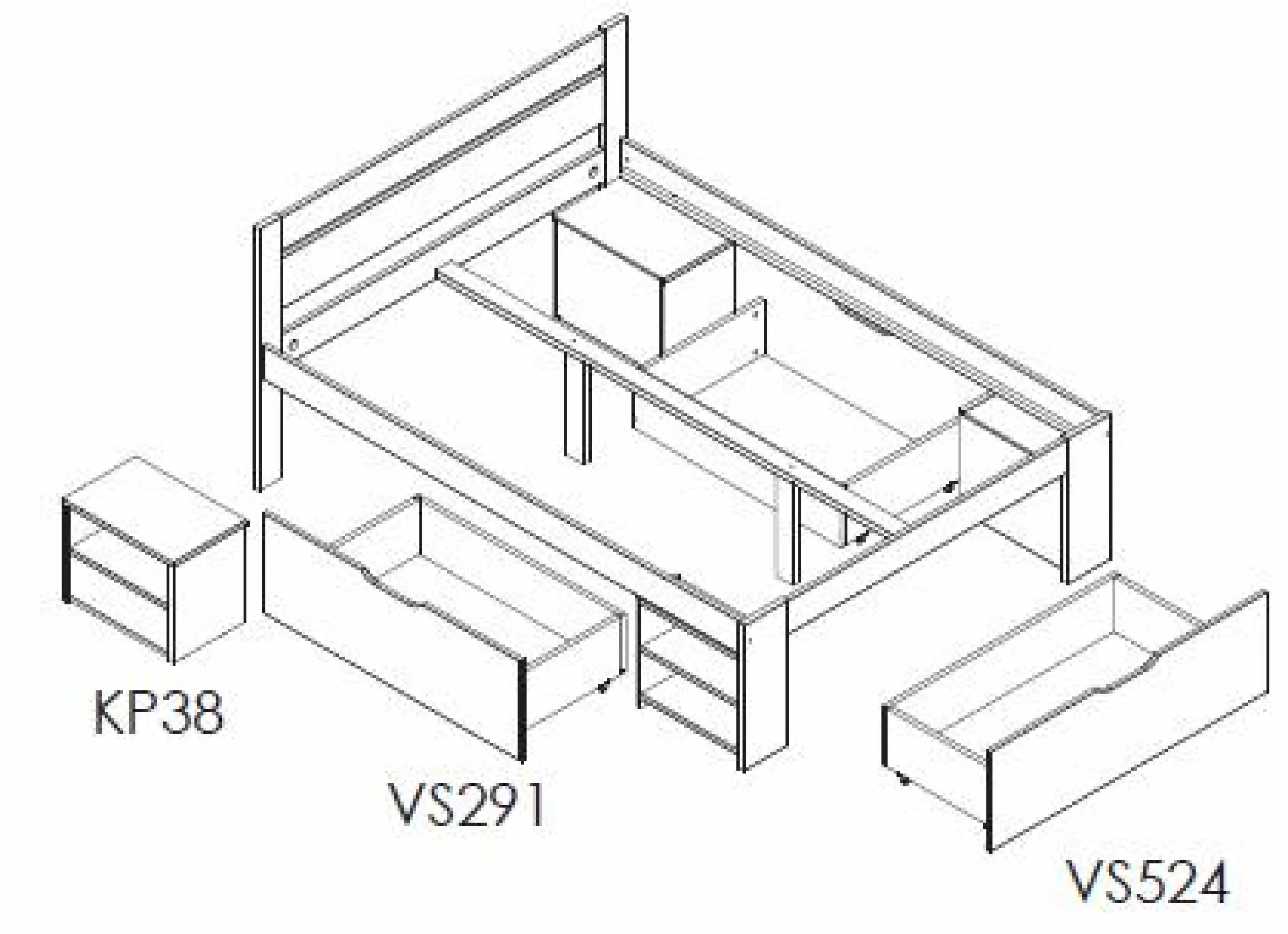 Lit rangement bois massif Tara - Blanc - 160 x 200 cm