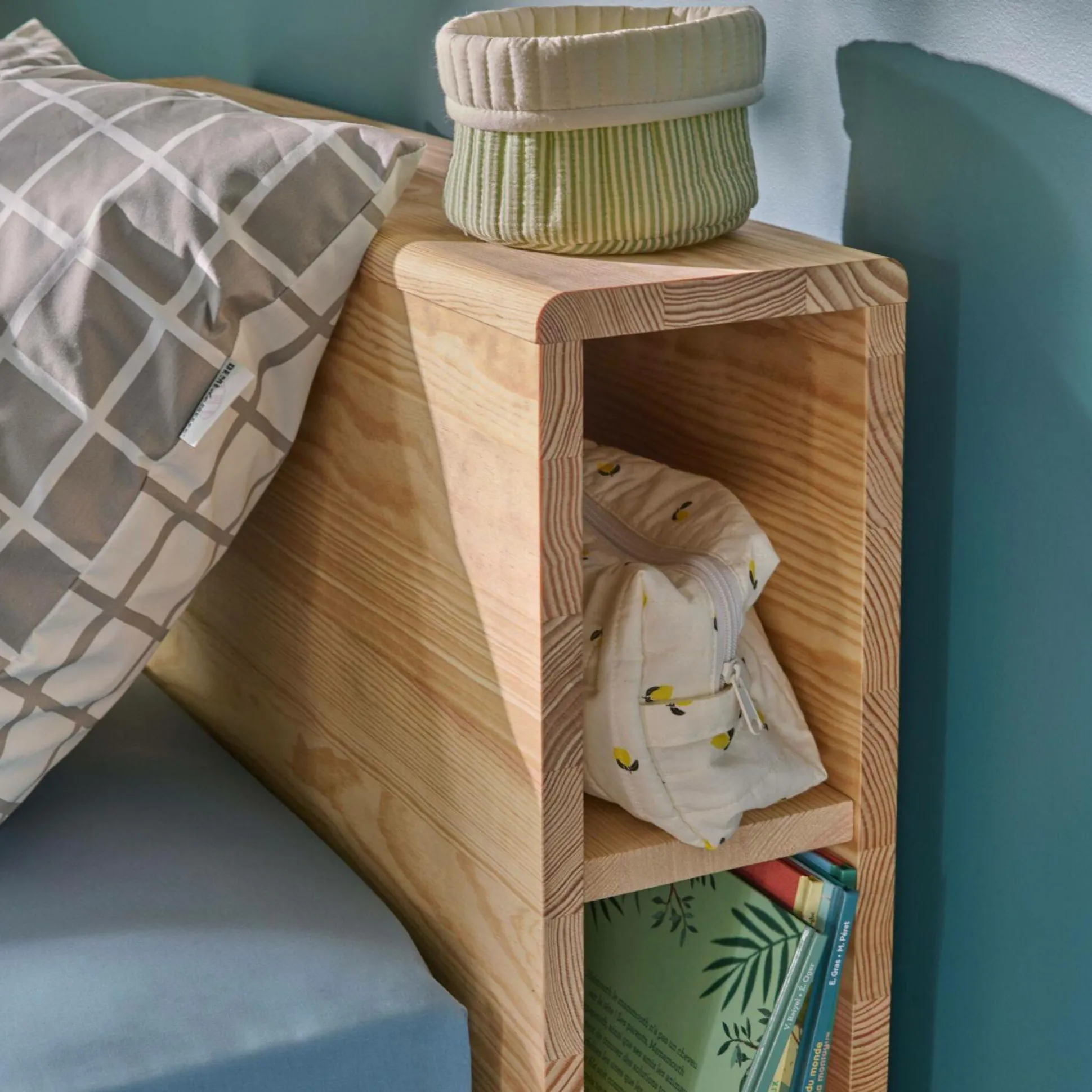 Lit rangement bois massif Sebastian - Bois/Blanc