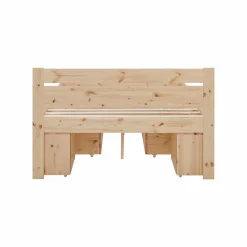 Lit rangement bois massif Tara - Naturel - 140 x 200 cm