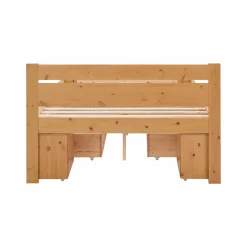 Lit rangement bois massif Tara - Miel - 140 x 190 cm