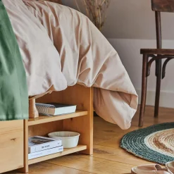 Lit rangement bois massif Tara - Miel - 140 x 190 cm