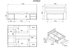 Lit rangement bois massif Tara - Miel - 140 x 190 cm