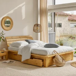 Lit rangement bois massif Tania - 160 x 200 cm