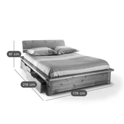 Lit rangement bois massif Tania - 160 x 200 cm