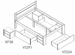 Lit rangement bois massif Tara - Naturel - 140 x 190 cm