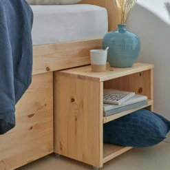 Lit rangement bois massif Tara - Naturel - 140 x 190 cm