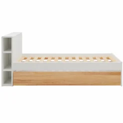 Lit rangement bois massif Sebastian - Blanc/Bois