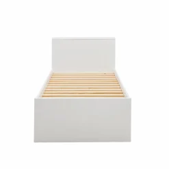 Lit rangement bois massif Sebastian - Blanc/Bois