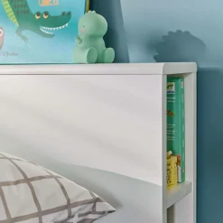 Lit rangement bois massif Sebastian - Blanc/Bois