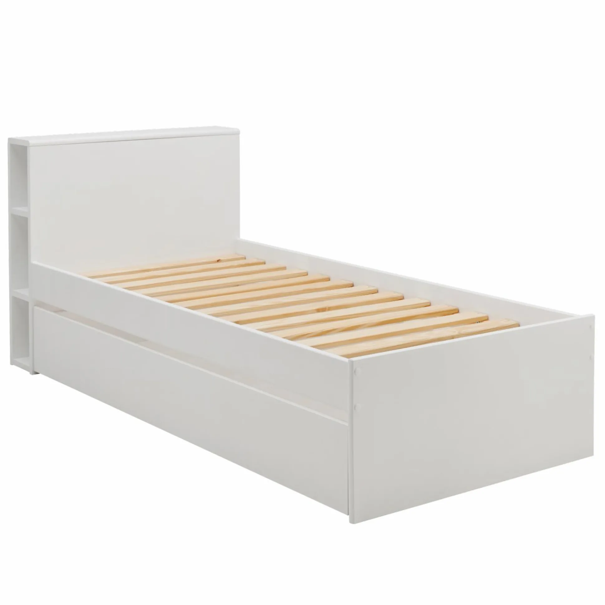 Lit rangement bois massif Sebastian - Blanc