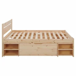 Lit rangement bois massif Tara - Naturel - 160 x 200 cm