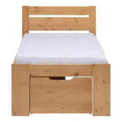 Lit rangement enfant bois massif Tara - Miel - 90 x 200 cm