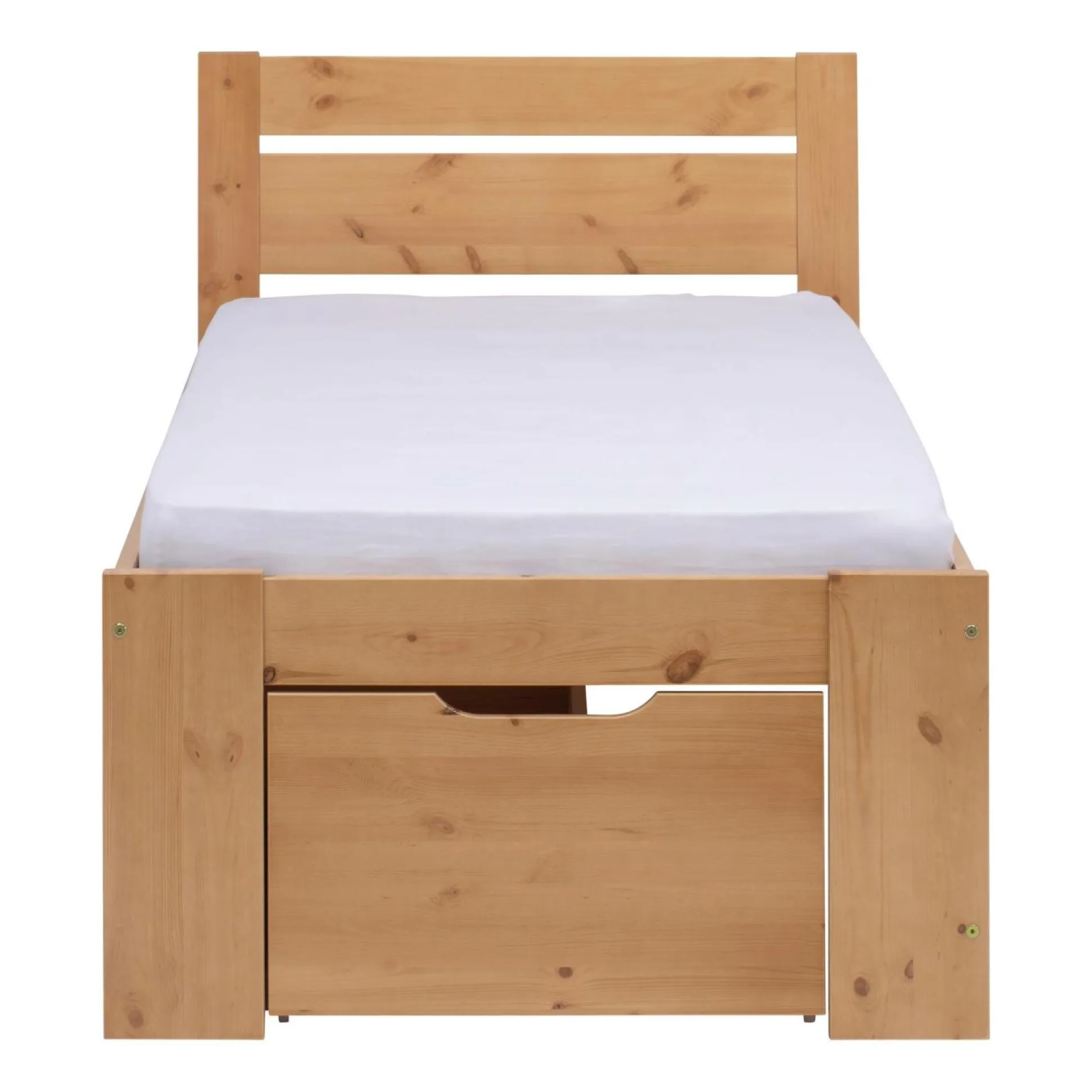 Lit rangement enfant bois massif Tara - Miel - 90 x 200 cm