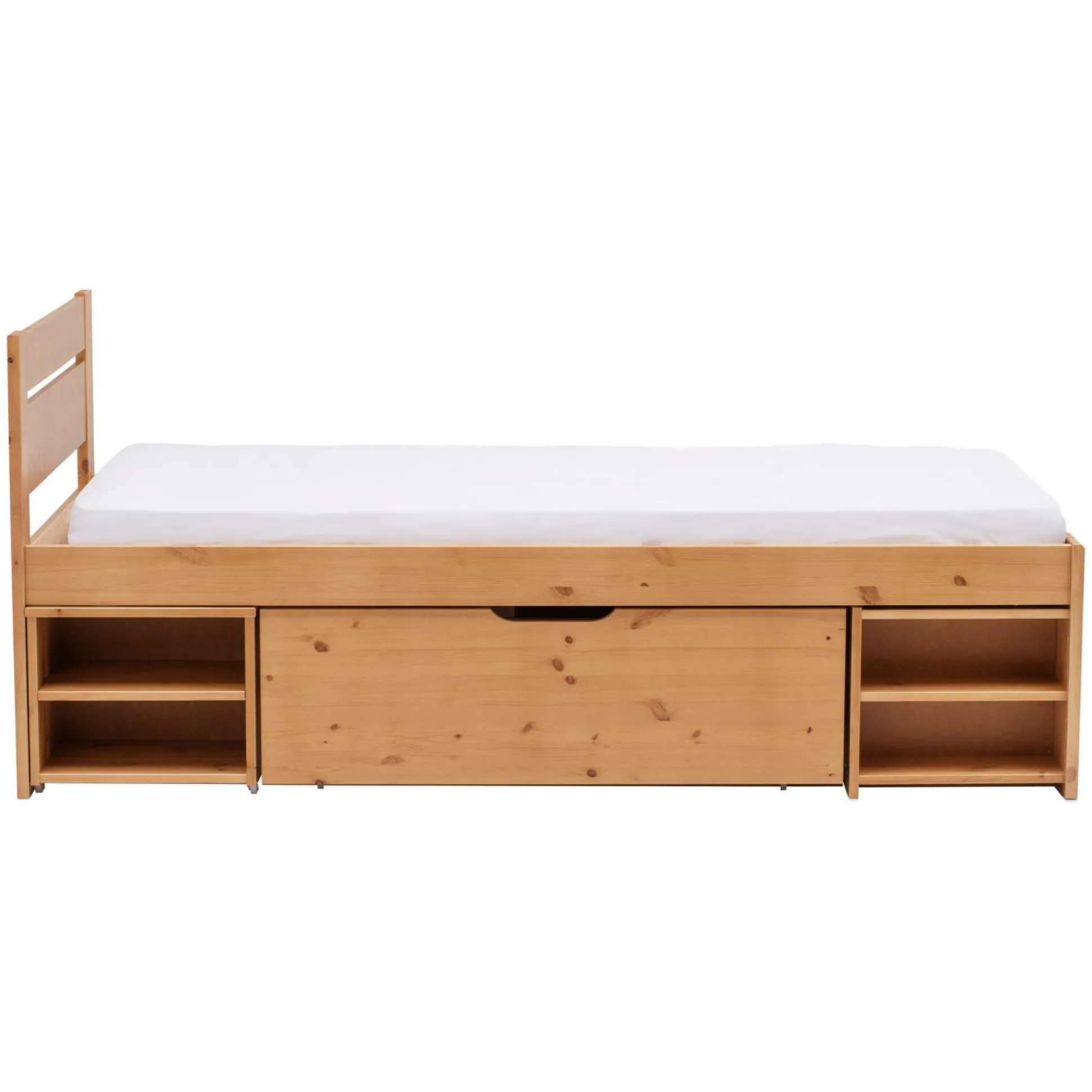 Lit rangement enfant bois massif Tara - Miel - 90 x 200 cm