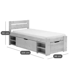 Lit rangement enfant bois massif Tara - Miel - 90 x 200 cm