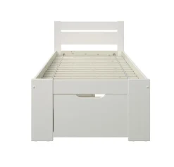 Lit rangement enfant bois massif Tara - Blanc - 90 x 200 cm
