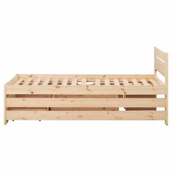 Lit rangement enfant bois massif Tara - Naturel - 90 x 200 cm